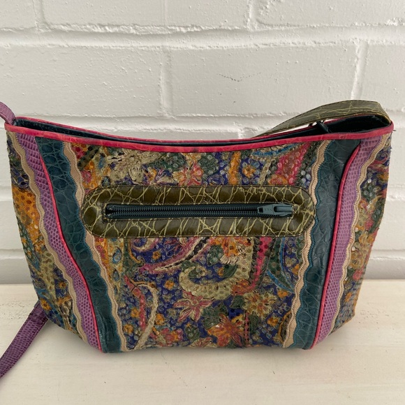 Womens Classic Vintage 1990 Sharif Multi-Colored Jewel Tone Shoulder Strap Purse - Picture 6 of 15